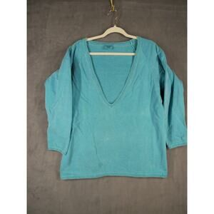 Capizzi' Women's Shirt Long Sleeve Blue One Size Lounge Slouchy Vintage